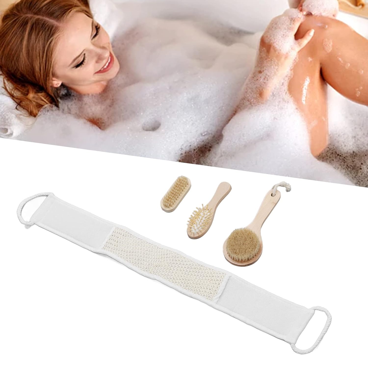 4pcs Bath Brush Set, Back Scrubber Shower Brush Body