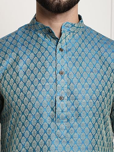 Image of SOJANYA (Since 1958 Men's Silk Blend Kurta Pyjama & Embroiderd Nehrujacket Combo