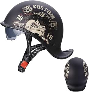 Retro German Style Baseball Motorcycle Half Helmet, Adult