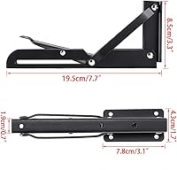 Vista 3 de Sumnacon - Soportes plegables resistentes, soportes de estante de metal negro de alta resistencia para mesa y banco, escuadra triangular de 8