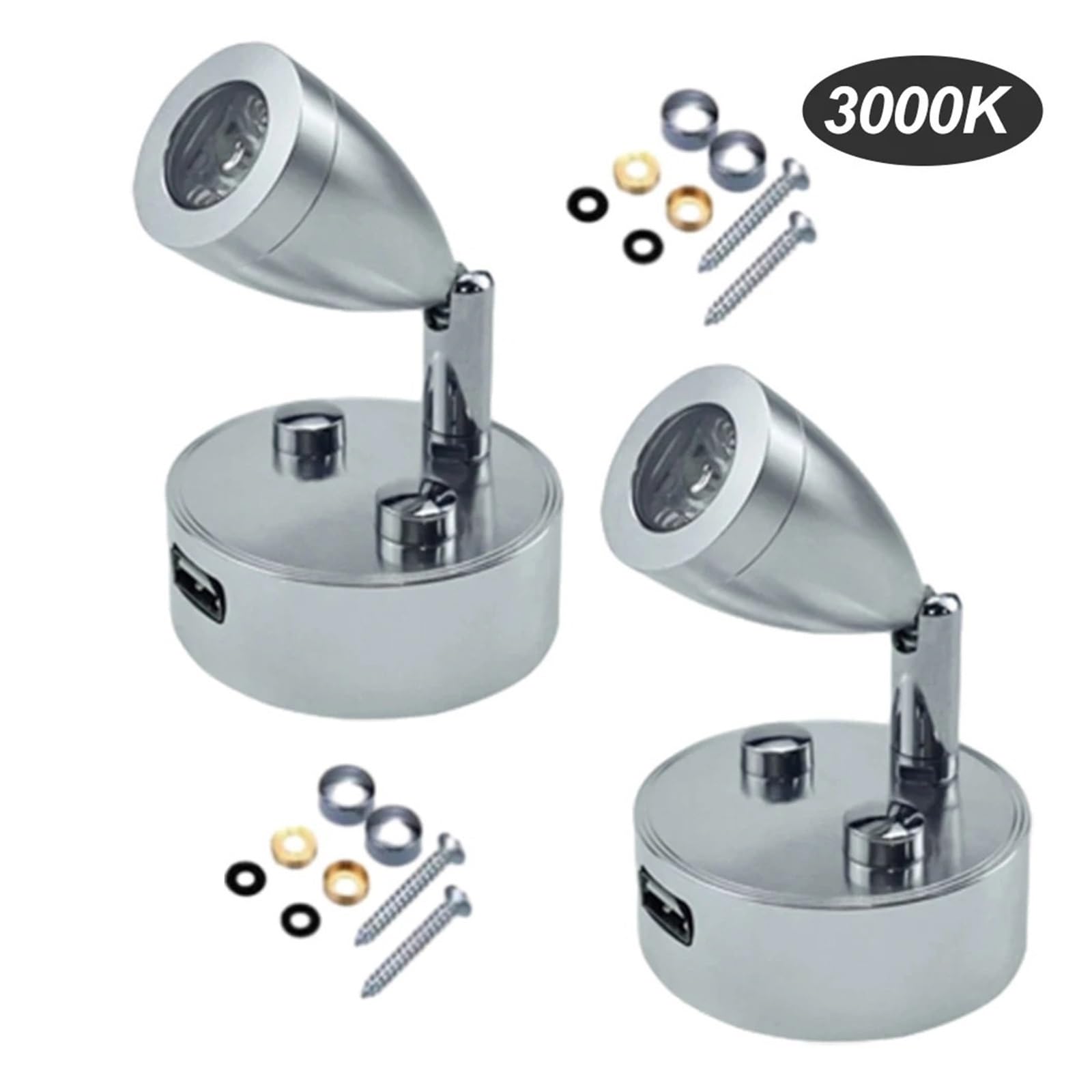 2 Szt. 12-24 V DC USB Lampy Do Czytania W Kamperze Lampa Ścienna LED Smart Touch Lampa Ścienna LED(Silver,3000k warm white)