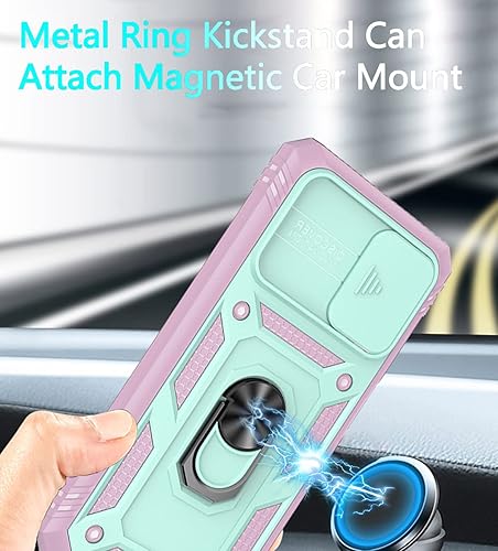 Vista 24 de Funda para Galaxy A04S y A13 5G con 3 protectores de pantalla de vidrio templado, soporte de anillo y cubierta de cámara, policarbonato duro y Vino