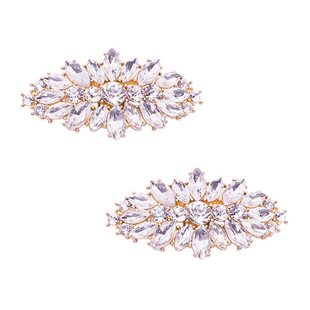 Fashion Decorative Silver/Gold Tone Crystal Rhinestone Shoes Clutch Dress Hat Shoe Clips 2 Pcs