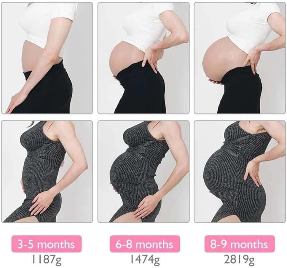 Fake Pregnant Belly for 5-9 Months, Silicone Fake Pregnant Belly of Twins Bump, Lightweight Fake Pregnancy Belly Cotton Filling-9months