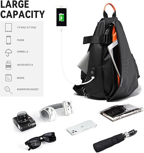 Miniatura 4 de Bolso bandolera antirrobo para hombres y mujeres, mochila pequeña con un hombro, bolsa de pecho y mochila resistente al agua, Mochilas Sling