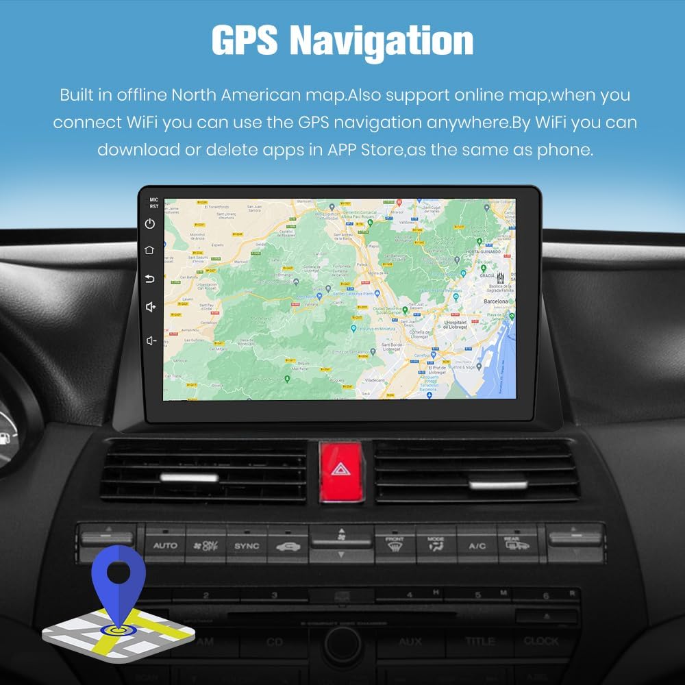 Junsun 5G WiFi Car Radio Stereo for Honda Accord 2008 2009 2010 2011 2012 2013,Wireless CarPlay/Android Auto,GPS DSP RDS,Upgrade Bluetooth 5.0 Rearview AM/FM Stereo 2GB RAM 32GB ROM