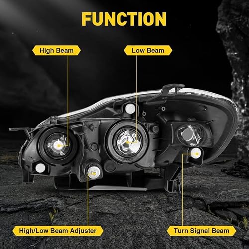 ZonCar Headlight Assembly,Chrome Headlights Compatible with Impala 2006-2013, Impala Limited 2014-2016, Monte Carlo 2006-2007,Amber Reflector Color Clear Lens Color - Thumbnail 2
