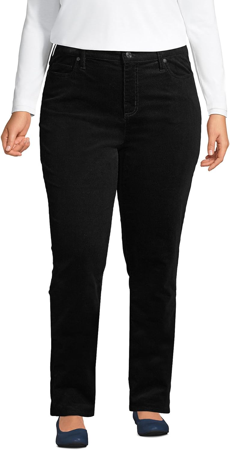 Lands' End Women's Mid Rise Straight Leg Corduroy Pants
