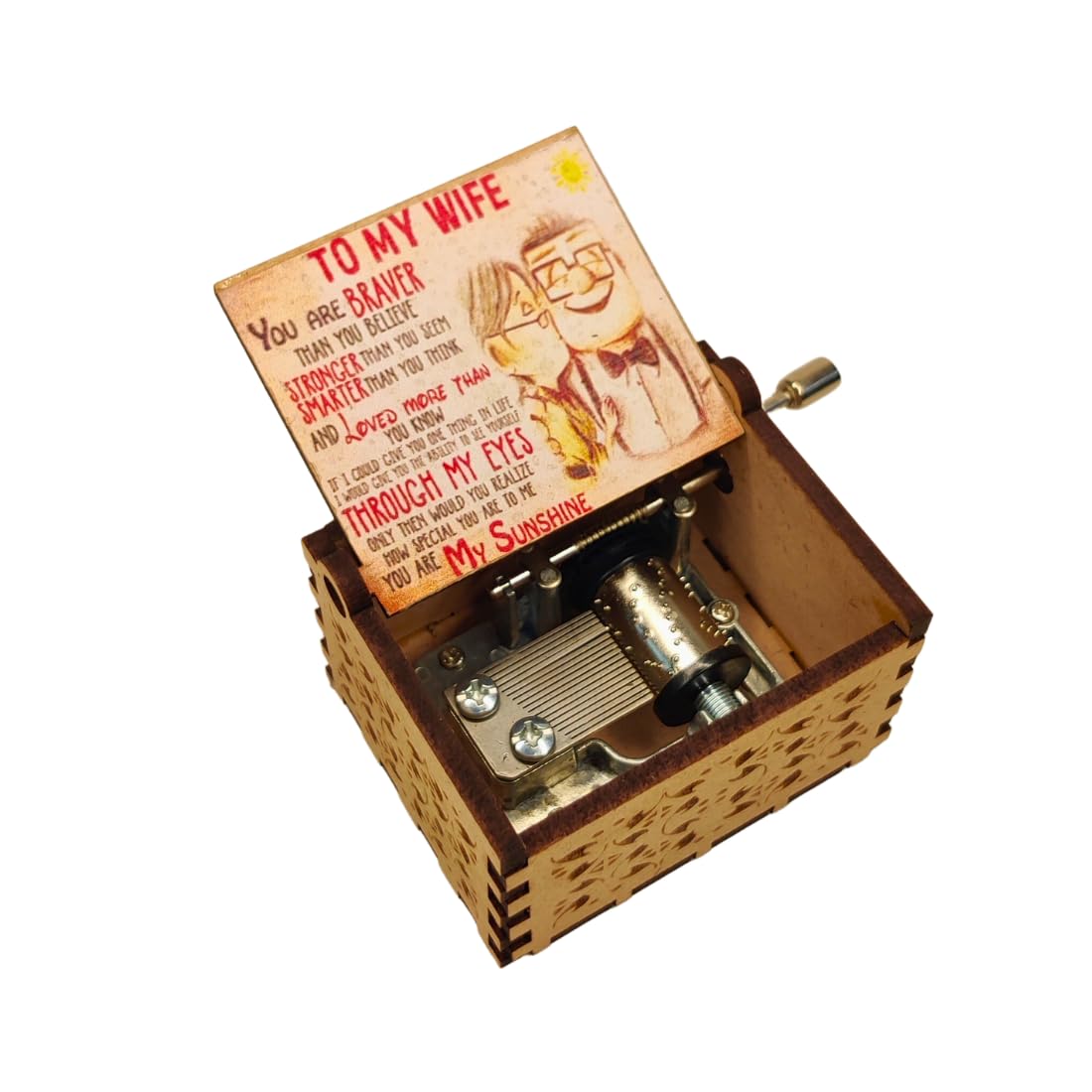 Zesta Sunshine Wooden Musical Box Gift | Vintage Music Crank Mini Collectible for Girlfriend, Boyfriend, Husband, Wife | Unique Musical Gifts for Music Lovers | Classic Wooden Box