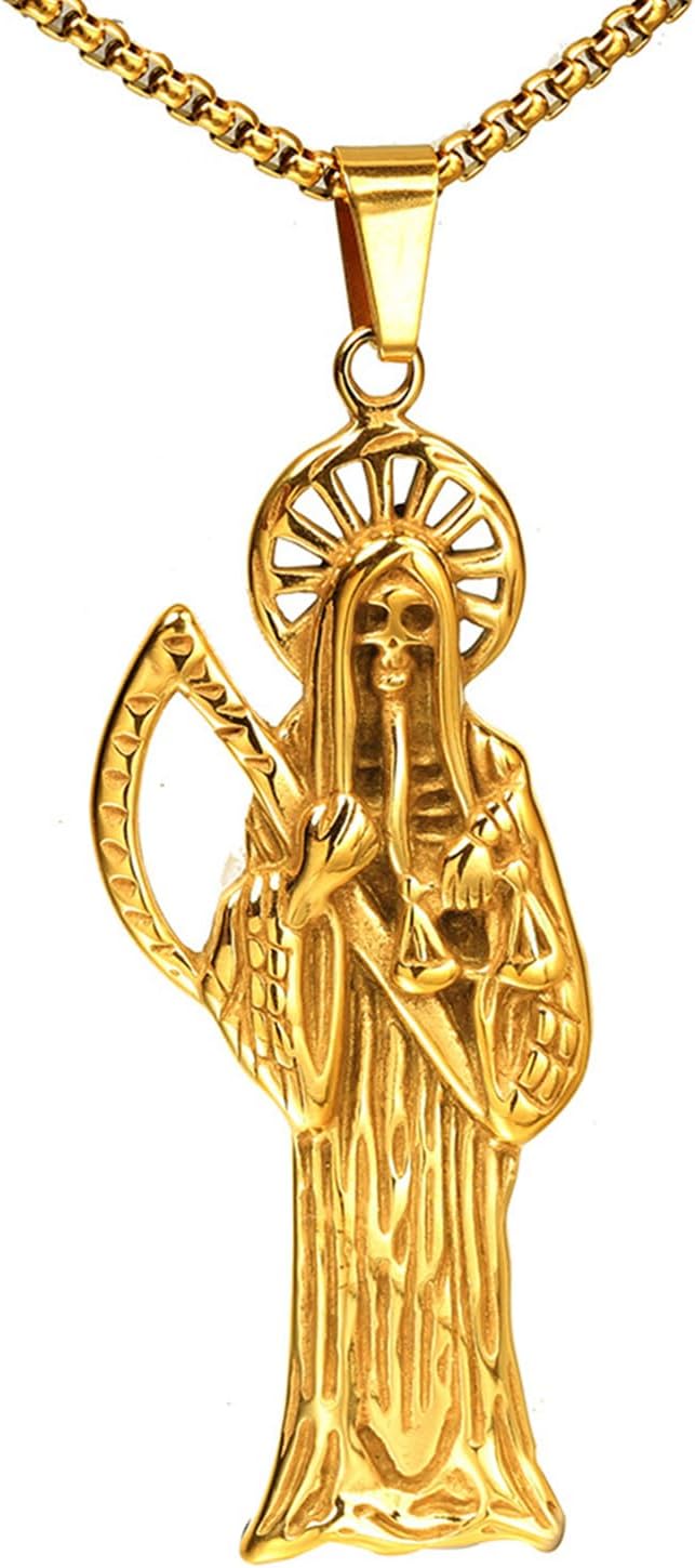 Collana Santa Muerte Diamante 14K oro placcato Santa Italia Ubuy