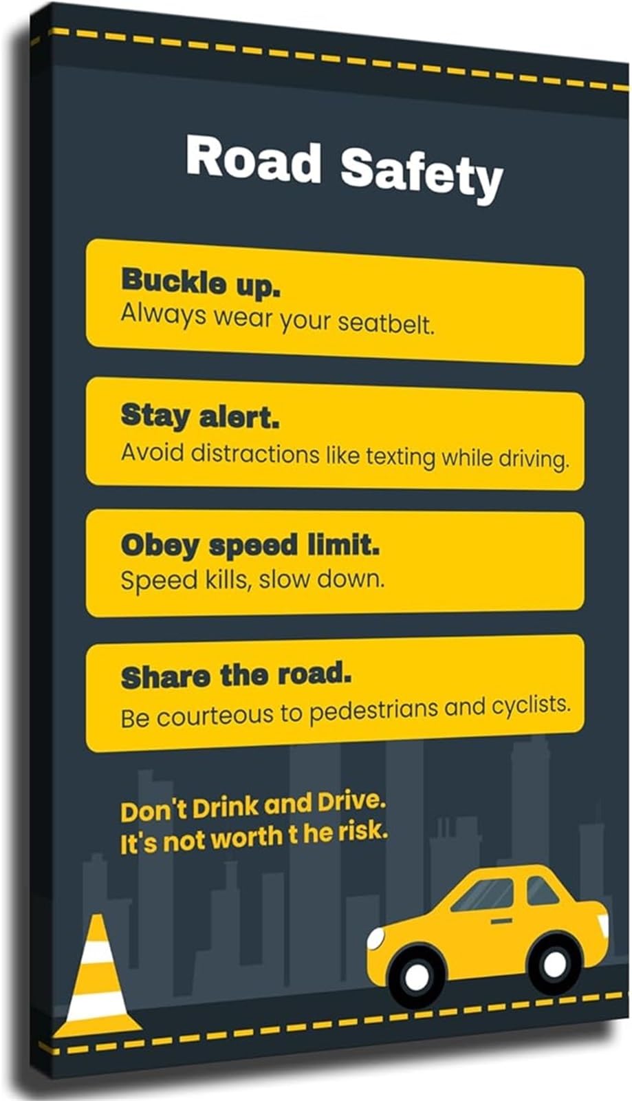 KCDFDVJFBM Office and Workplace Poster Road Traffic Rules Educational Wall-Art Chart(Unframed,16x24inch(40x60cm))