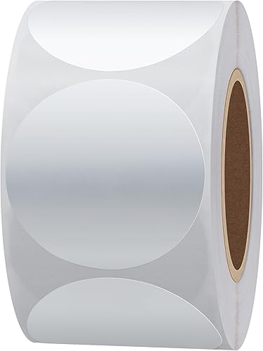 Hybsk Etiquetas metálicas plateadas etiquetas engomadas de puntos 15 pulgadas redondas en total 500 por rollo lámina plateada