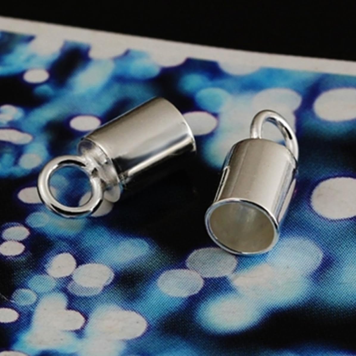 10pc Silver Cord End Clip Connector Tube for Jewelry Making
