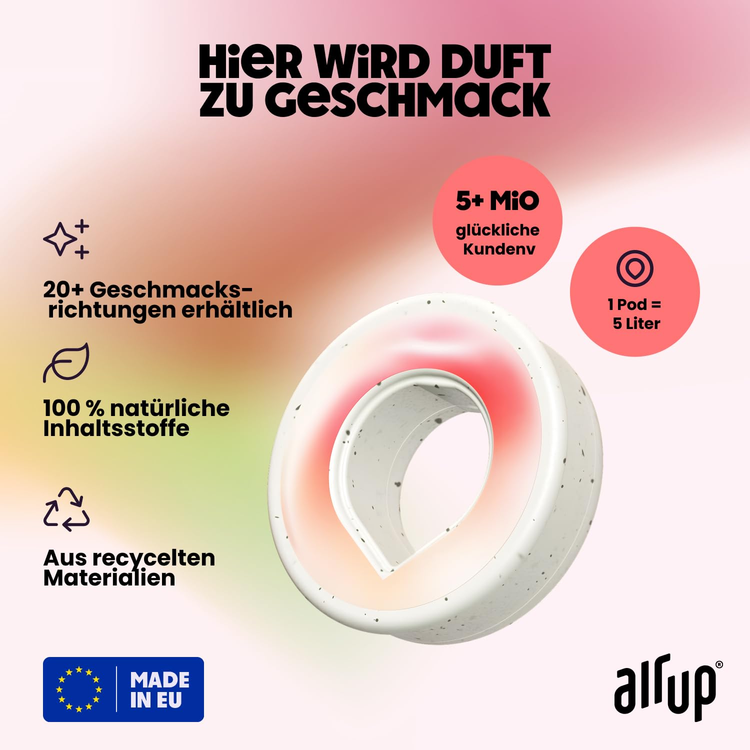 air up Pods 5 sabores en el set de prueba Fantastic Flips | Cápsulas aromáticas para 25 litros de agua con sabor sin azúcar Cola, Sandía, Virgin Mojito, Melocotón, Piña | para botellas air up
