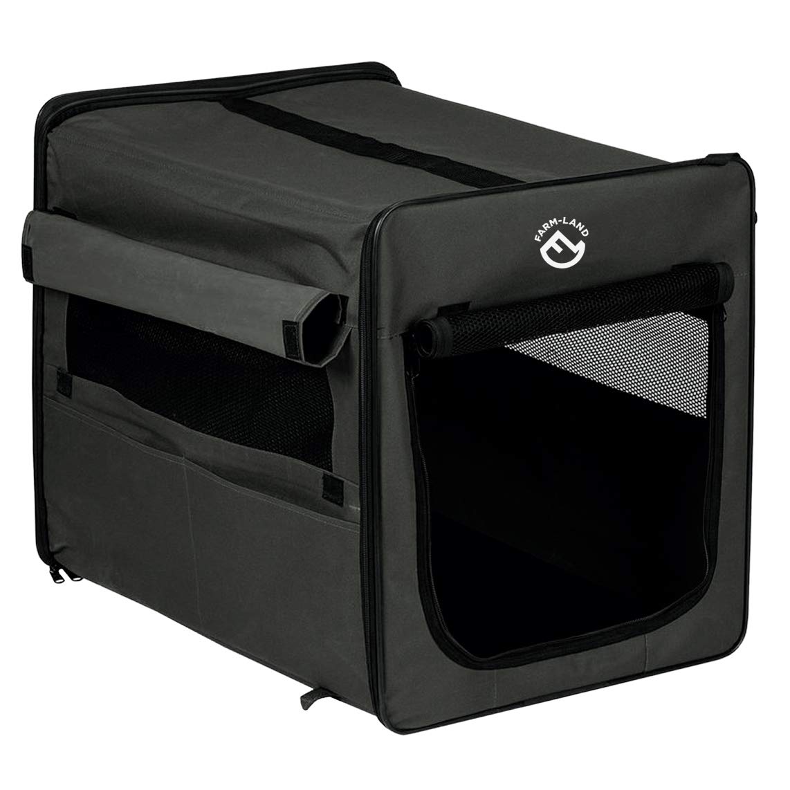 Farm-Land Hunde-Transportbox, Faltbare Hundebox für Hunde, Größe M, 60 × 45 × 51 cm, Grün, mit Tragetasche