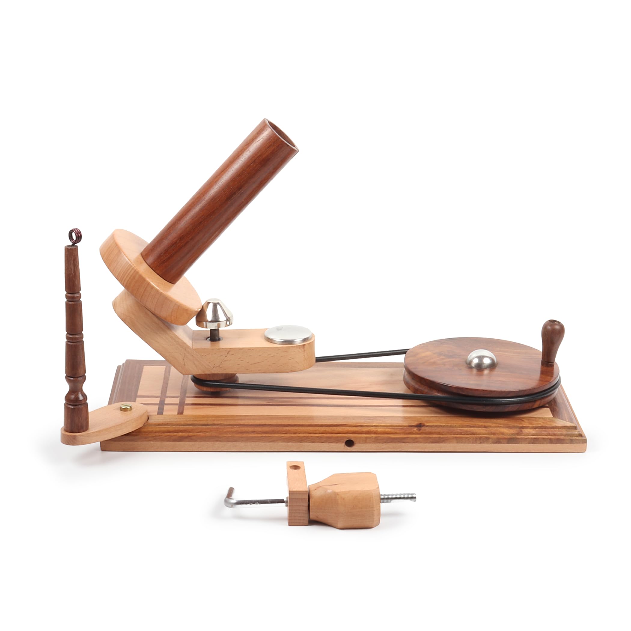 Handgefertigter Garnwickler aus Holz und Swift Set, strapazierfähiges indisches Holz, Tischkugelwickler zum Stricken und Häkeln (Winder (Multi Wood))