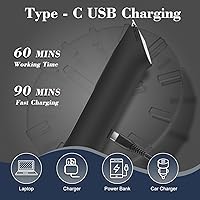 Vista 5 de Hatteker Recortadora de pelo corporal multifuncional 4 en 1 para hombres, IPX7 impermeable para ingle y cuerpo, afeitadora eléctrica recargable