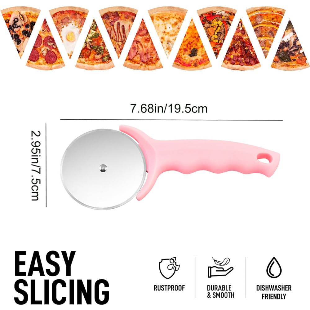 YuanYouTong Pizza Cutter Wheel, Kitchen Premium Stainless Steel Pink Pizza Cutter, Super Sharp Blade Pizza Slicer, Easy To Clean (Pink)