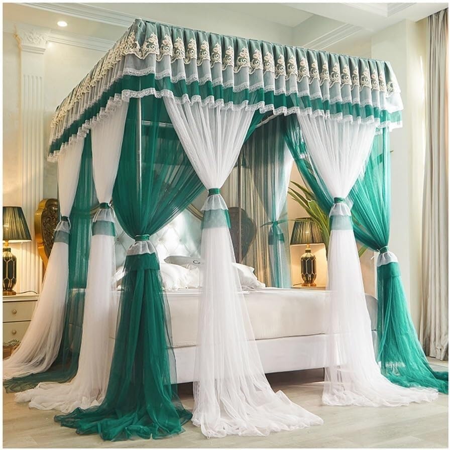 Moustiquaire lit double verte pour une chambre de princesse design cour