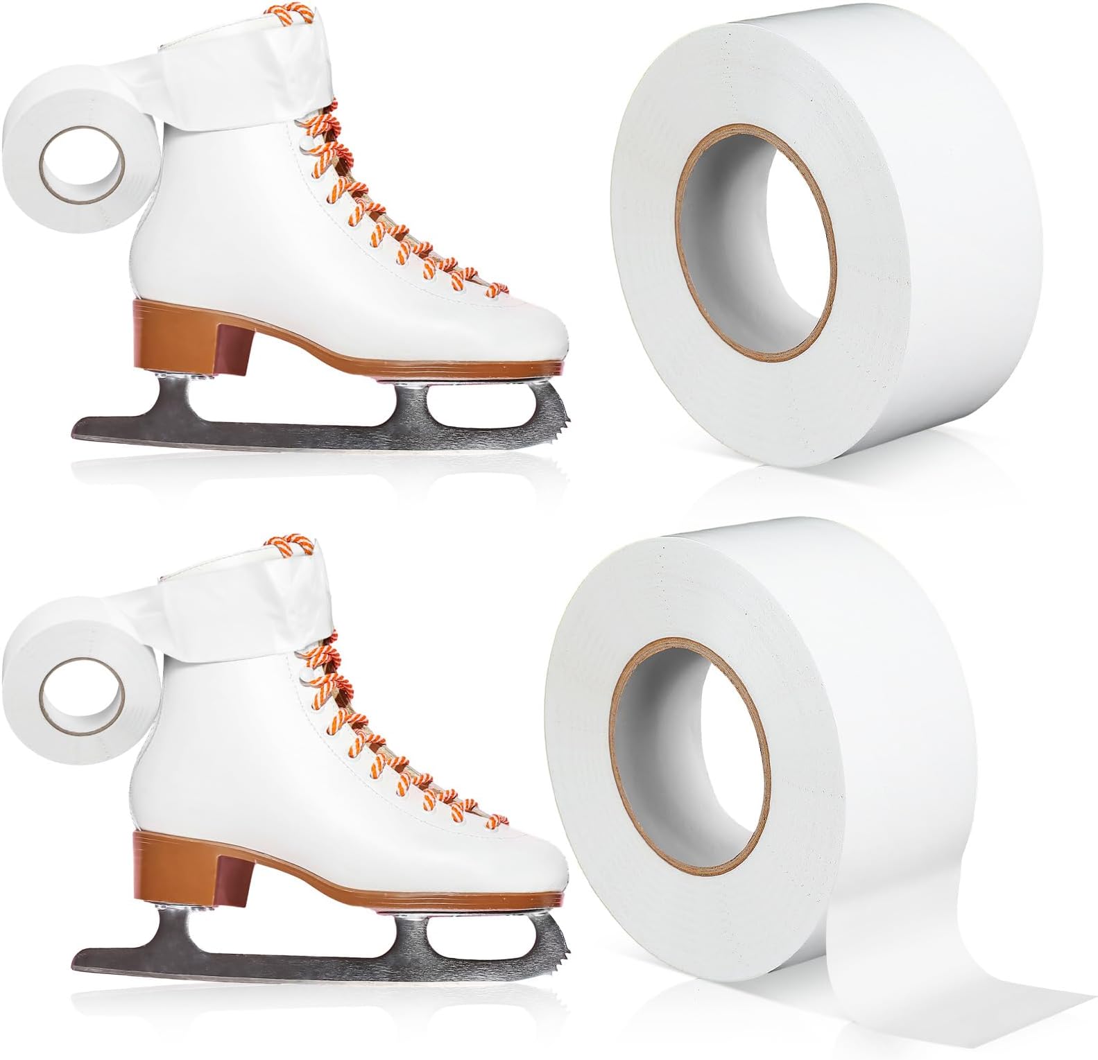Jexine 2 Roll 98ft White Figure Skate Tape 1.5 Inch Waterproof Sport Tape for Athletic Hockey Ice Skating Boots Laces Protector Accessories