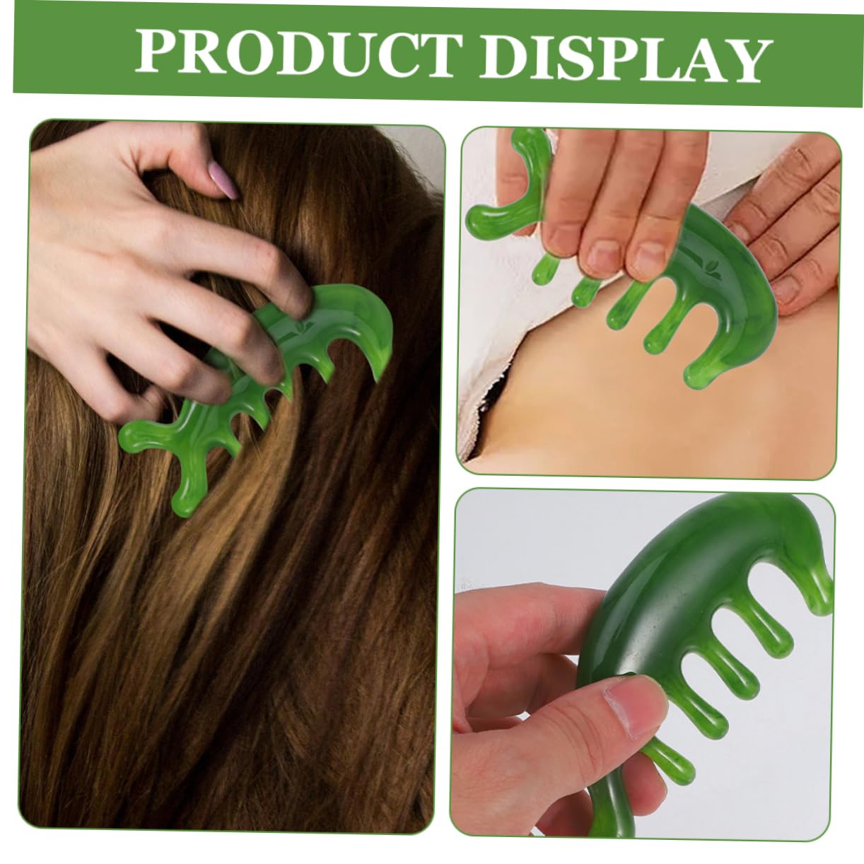 Peine De Masaje Del Cuero Cabelludo Peine De Piedra De Jade Para El Cuero Cabelludo De Cuidado Del Cabello Piel Básico Ancho Green 2 Piezas X 4