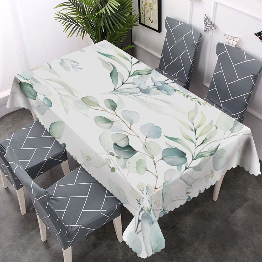 Walmsco Tablecloth Green Leaves Watercolor Decor For Dining Room Kitchen Rectangular Table Cover 132 * 178cm - Image 3