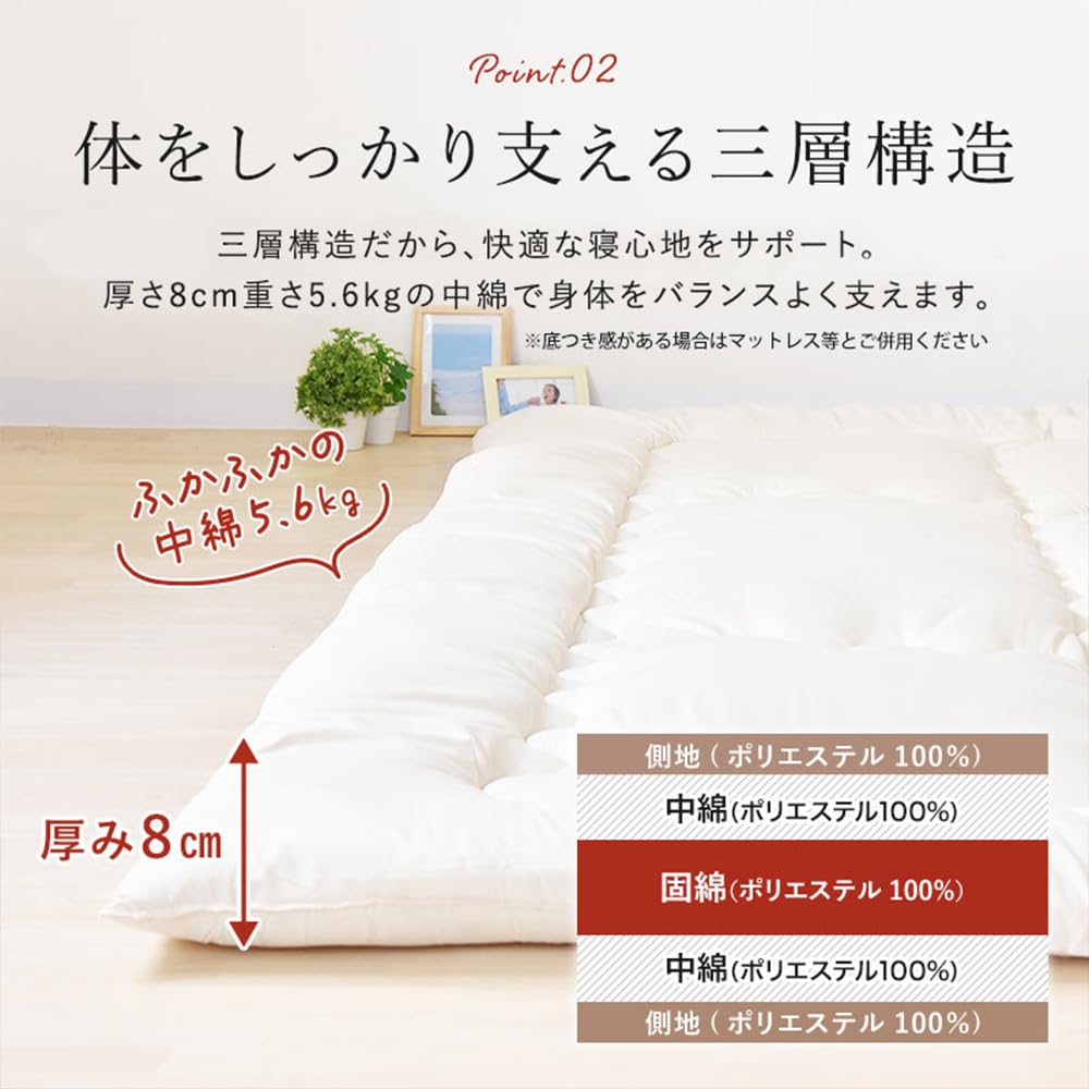 Amazon｜敷き布団 ファミリー 【三層構造で体圧分散＆みんなで眠れる