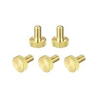 Vista 32 de uxcell Tornillos moleteados para pulgar, pernos planos de latón M6x20mm, perillas de agarre para PC, electrónico, mecánico, 10