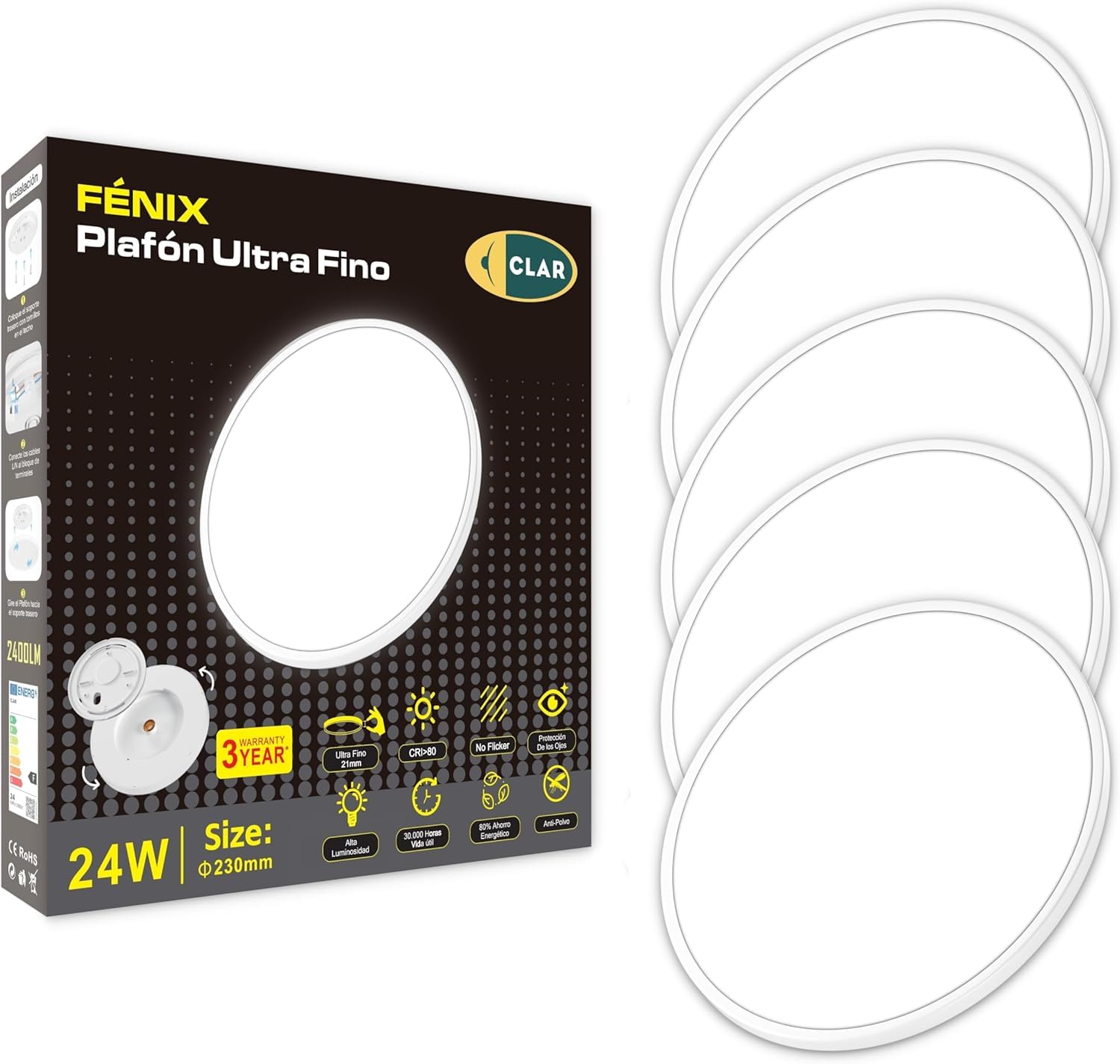 CLAR, Round LED Ceiling Light, Bathroom Ceiling Light, LED Living Room Ceiling Light, Bedroom LED Ceiling Light