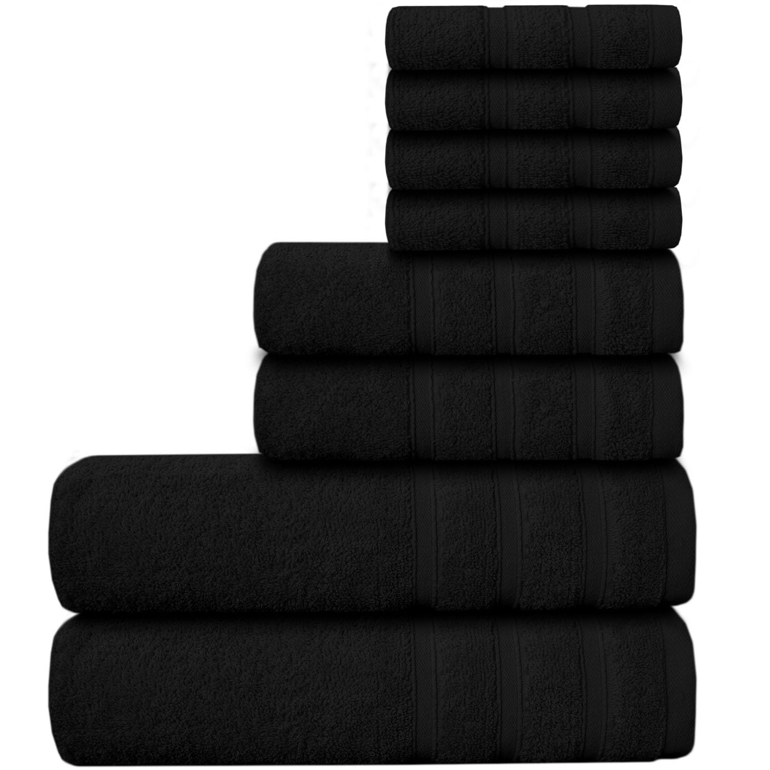 Casabella 100% Egyptian Cotton Towel Bale - 8 Pieces - 550 Gsm Xlarge Sizes_Black_8 Pieces Set