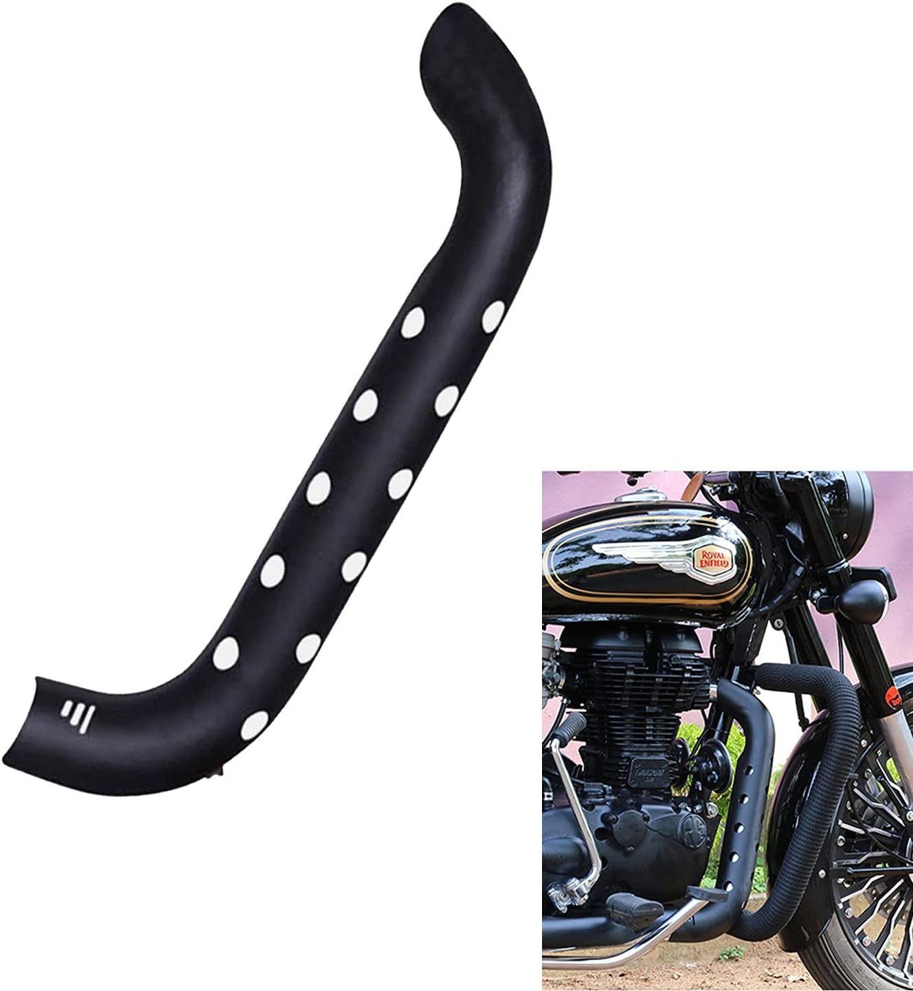 - Vagary Matte Bend Pipe Heat Shield Cover for RE Bullet Classic 350 Exhaust Heat Shield (Black)