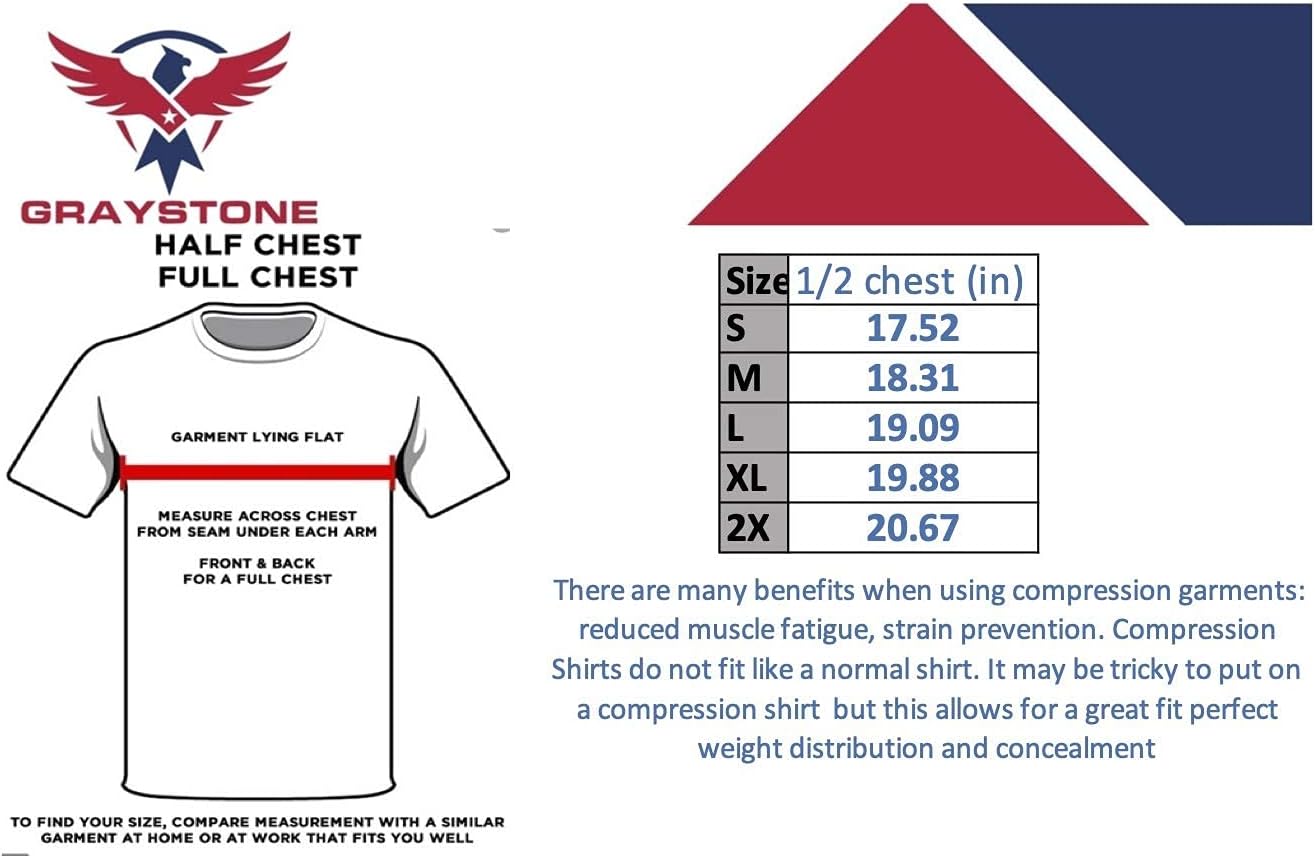 Graystone CCW Holster T-Shirt for Men- Crew Neck Compression Conceal Carry Tactical Clothing