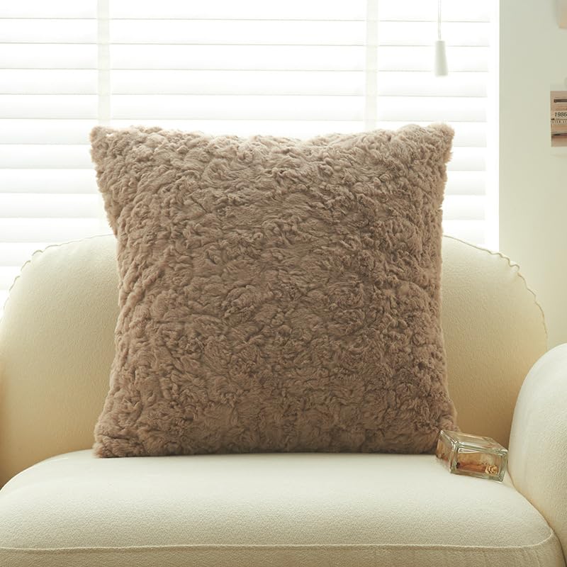 Taie d'oreiller colorée en peluche 45x45 cm et housse de coussin moderne camel
