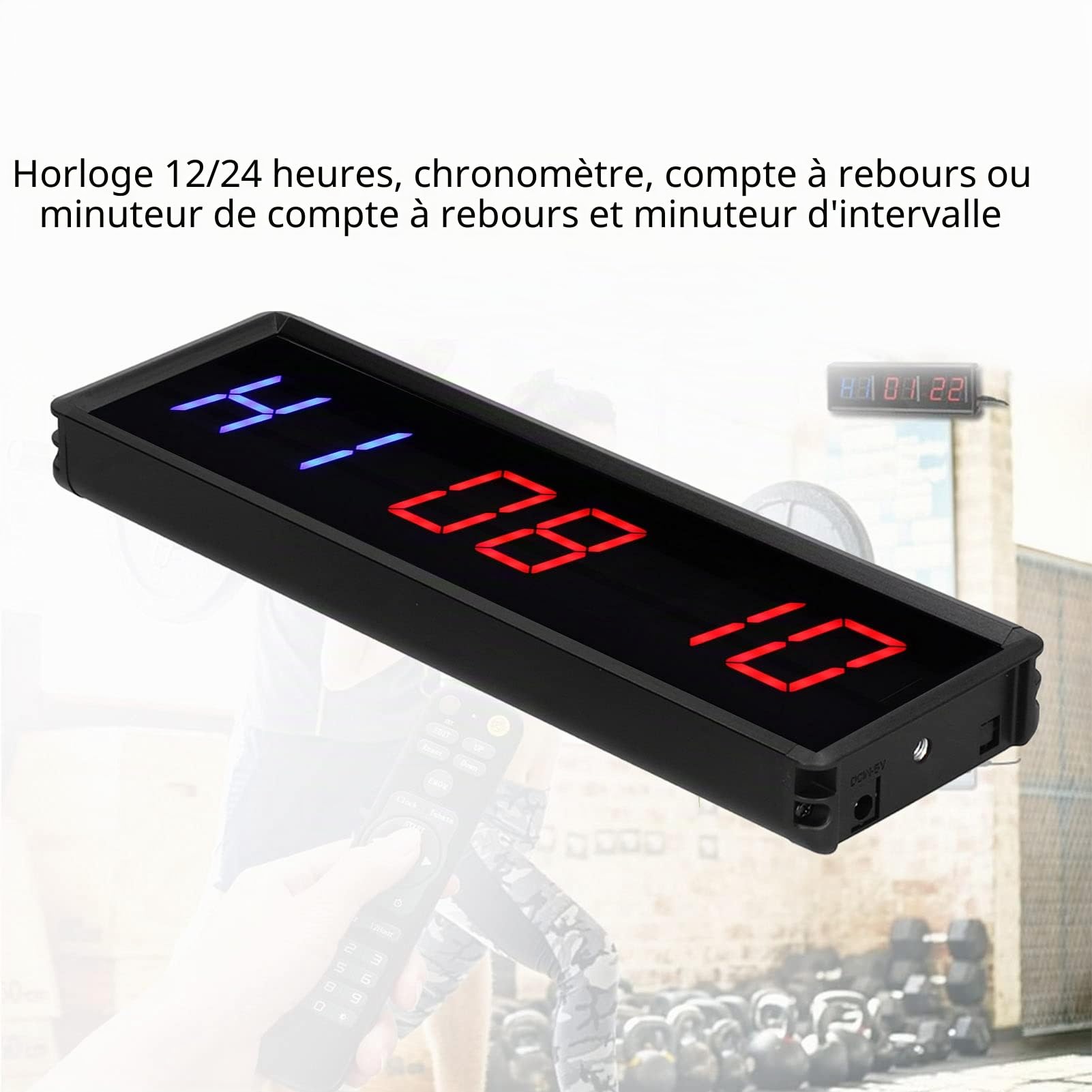 Gym timer Ultra Clear LED Interval Timer et Horloge à Comptage et Ascendant en Métal avec Affichage Électrique pour Workout Murale et Stopwatch avec Contrôle à Distance