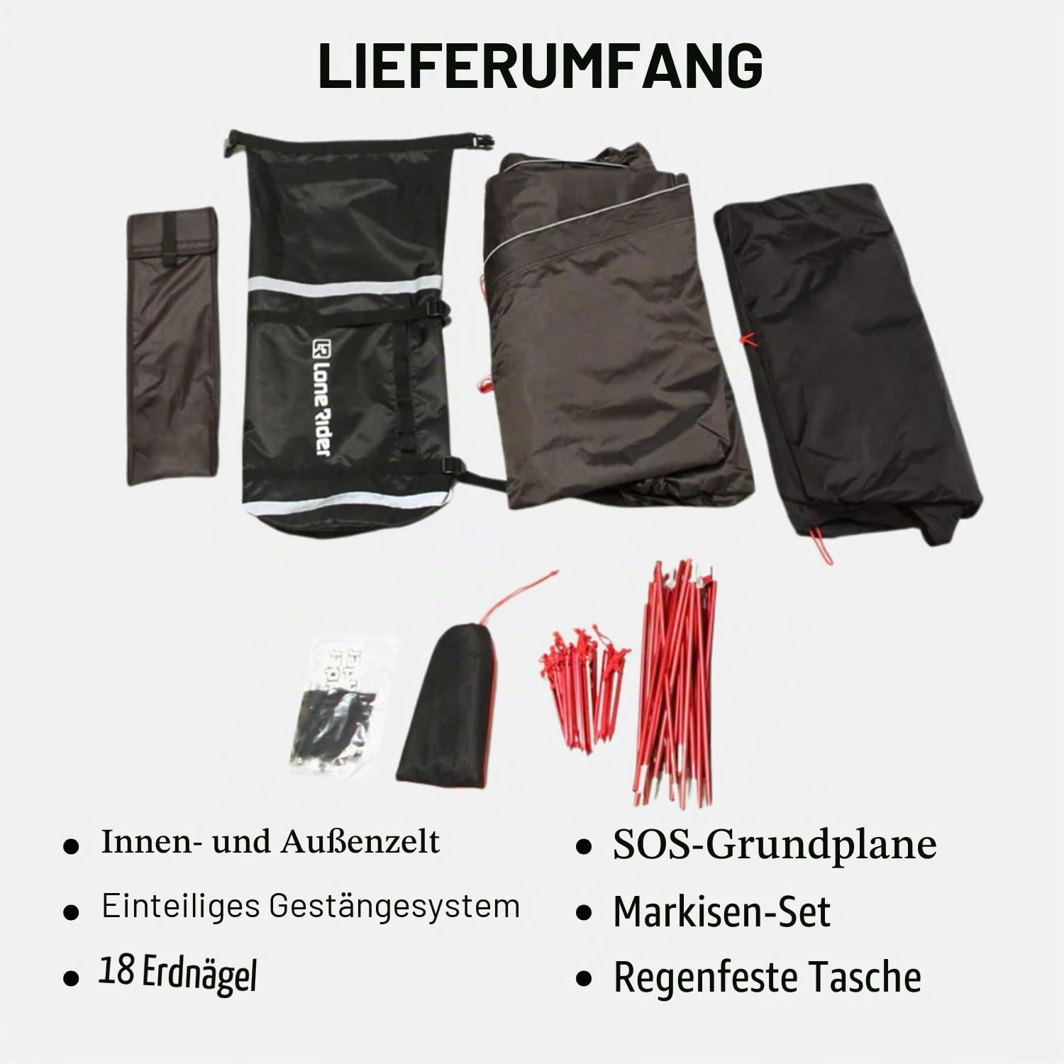 Lone Rider ADVTent - Wasserdichtes Motorrad Camping Zelt 2 Personen