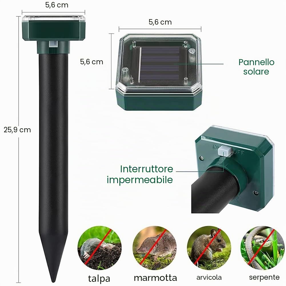 Confezione da 8 Repellenti per Serpenti a Energia Solare per Esterni, Repellente per Serpenti Ultrasonico, Repellente per Serpenti Solare per Esterni