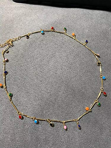 COLAR GARGANTILHA PINGENTES COLORIDOS SOL C5815