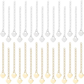 UNICRAFTALE 40Pcs 2 Colors Stainless Steel Curb Chain Extension