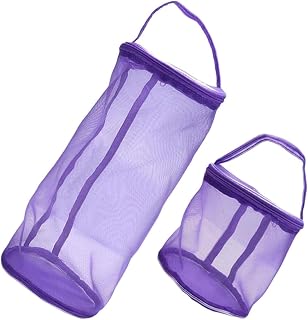 2pcs Mesh Yarn Storage Bag for Crochet Projects, Circular Purple Nylon