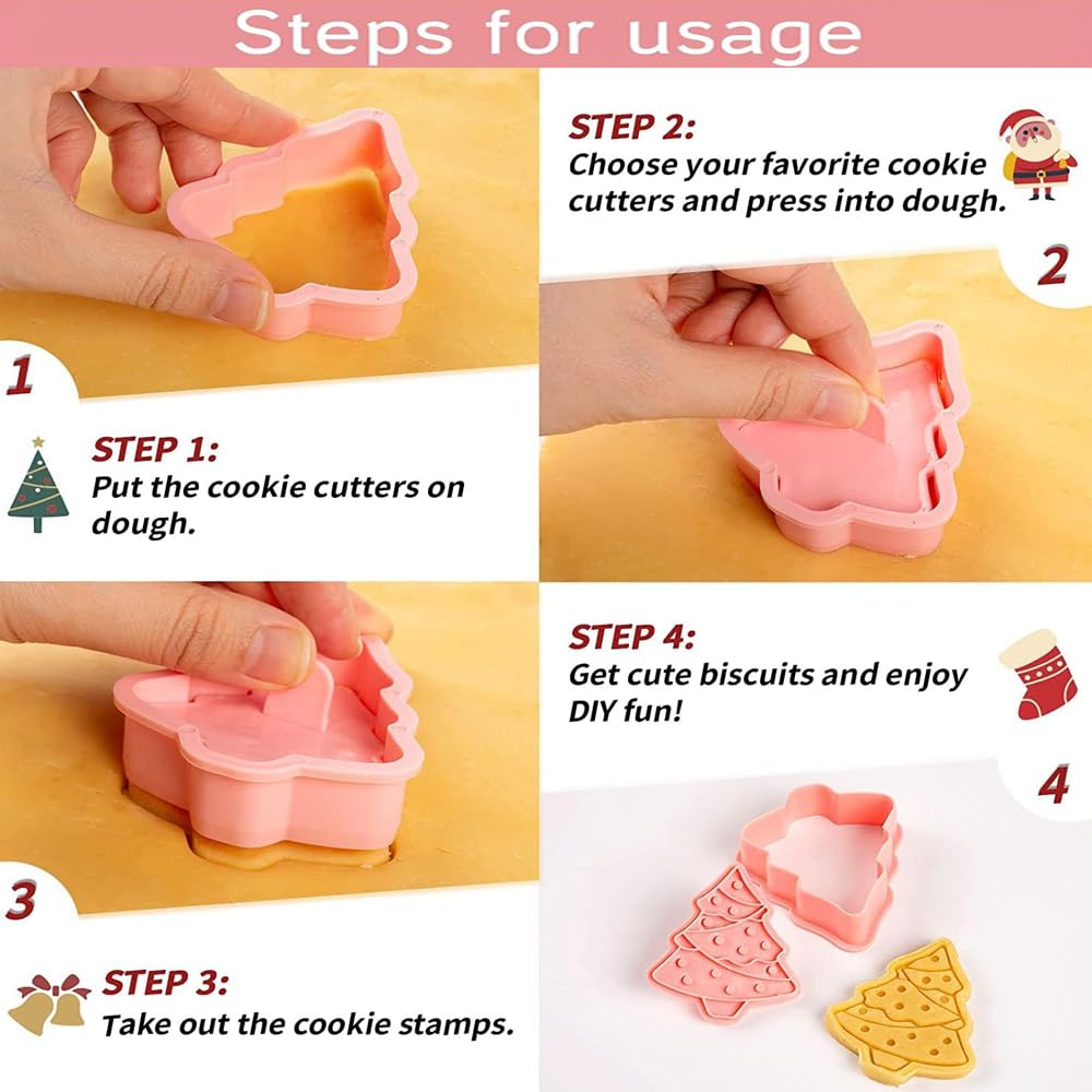 Lot De 8 Emporte-pièces Noël En Plastique 3D - Pour Biscuits, Gâteaux, Fondant, Parfait Pour Pâtisserie Avec Enfants
