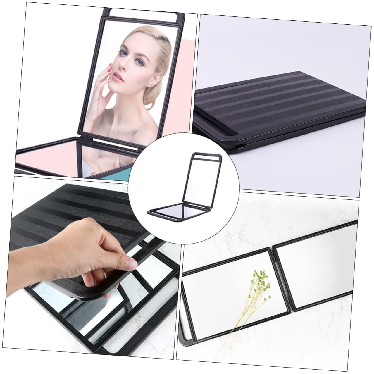 Alipis Praktischer Doppelter Klappspiegel in Übergröße Für Friseure Und Makeup Mit Klarem Langlebigem Glas Reise Und Handspiegel Für Kosmetik Und Salon
