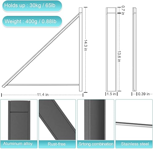 Miniatura 2 de Tendedero de pared plegable que ahorra espacio, aleación de aluminio resistente, instalación sin taladros para lavandería, armario, balcón,