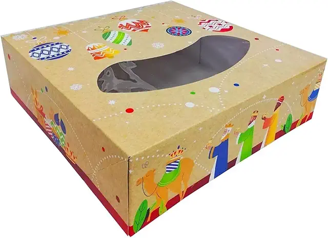 Caja Kraft para Roscón de Reyes, 28x8 cm (10 Unidades) - Figuritas Roscon