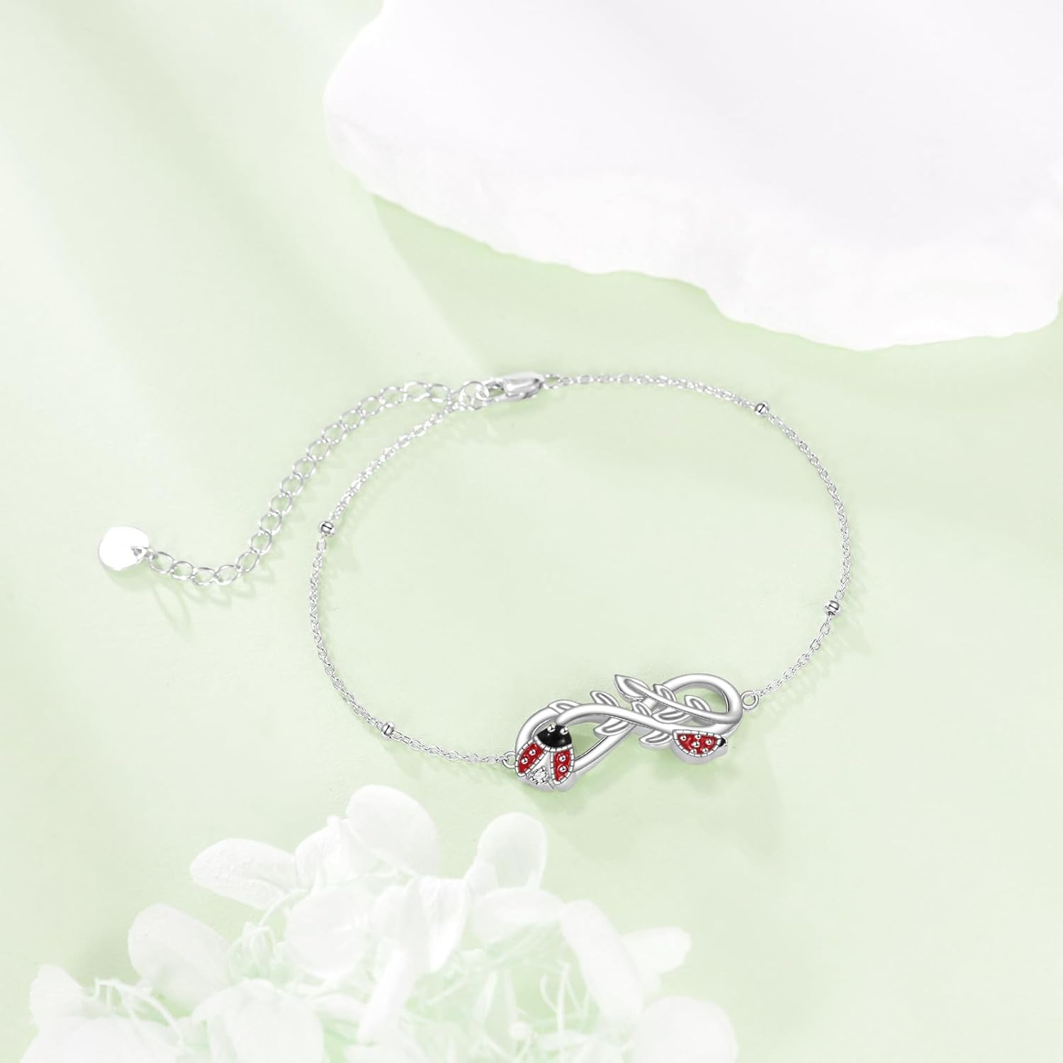 Ladybug Bracelet for Women 925 Sterling Silver Ladybug Infinity Jewelry Gifts for Mother Daughter Sister Grandma