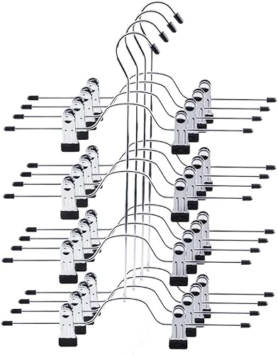 Tosnail paquete de 4 broches para pantalones y faltas de 4 niveles antiderrapante de vinilo negro excelente para ahorrar espacio en el armario