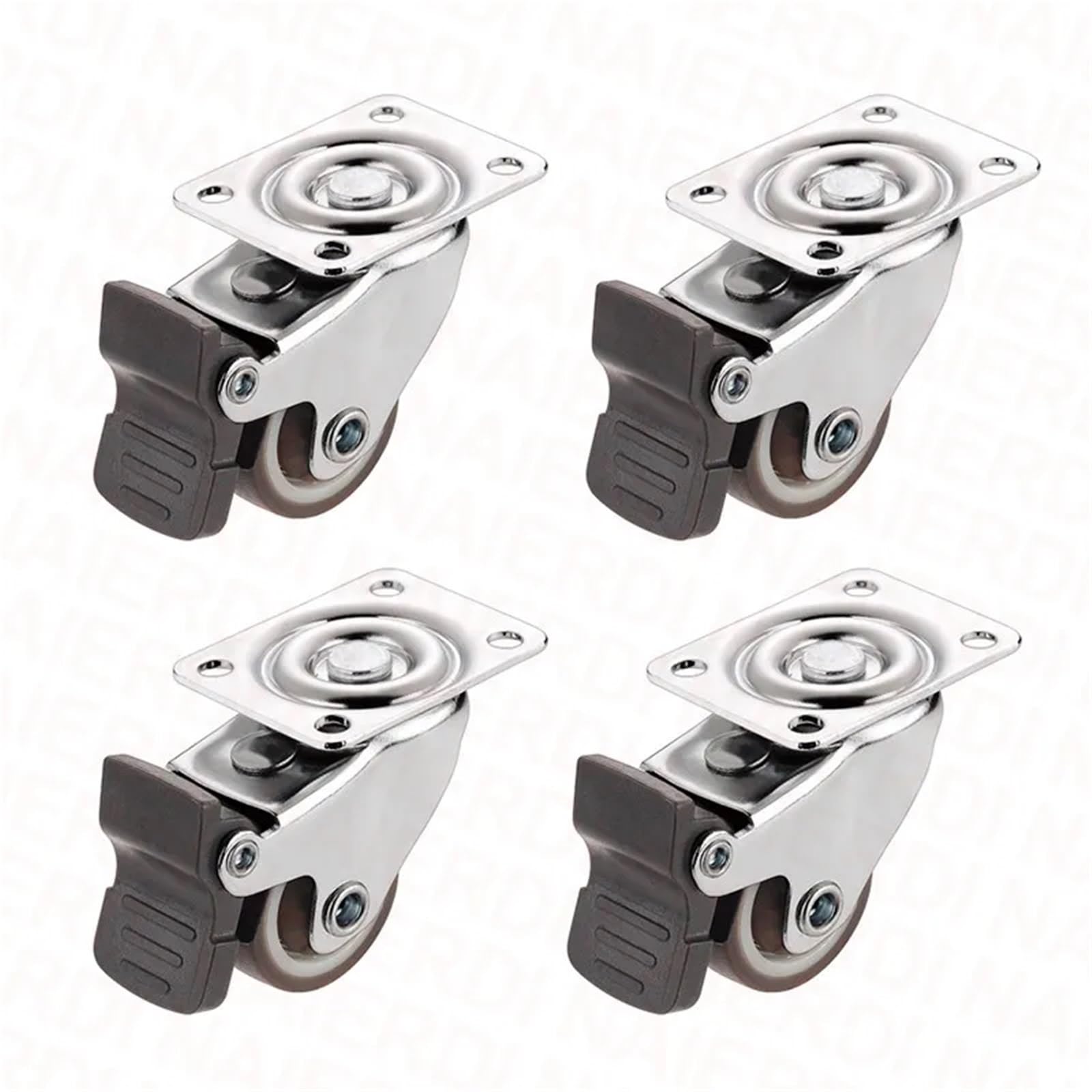 Caster Wheels, 4PCS TPR Soft Rubber Swivel Casters Wheels Heavy Duty Roller Trolley Caster with Brake for Furniture Platform Trolley(4PCS with Brake,1.5 Inch)