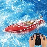 TEKZEN Großes ferngesteuertes Boot RC-Modell Holzmaserung Boot 2,4 G elektrisches RC-Schiff 10 km/h schnelle Yachtsimulation Luxusyacht for See, Pool, Fluss, Wasserspielzeug Kinderspielzeug Jungen M