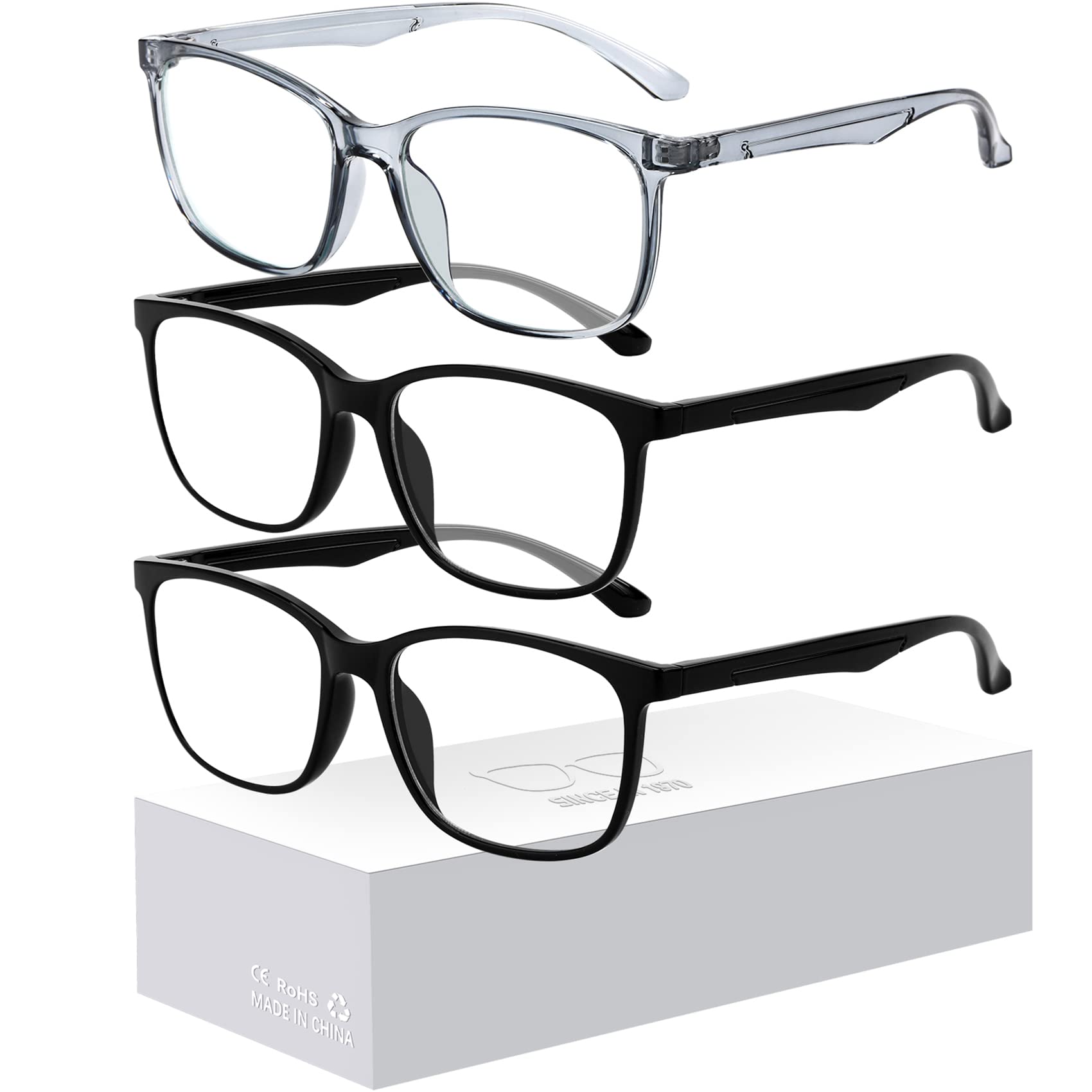 Oilway Occhiali bloccanti luce blu per uomo e donna, 3 pezzi, occhiali da lettura, gioco, TV, telefono, anti-affaticamento degli occhi e riflessione UV