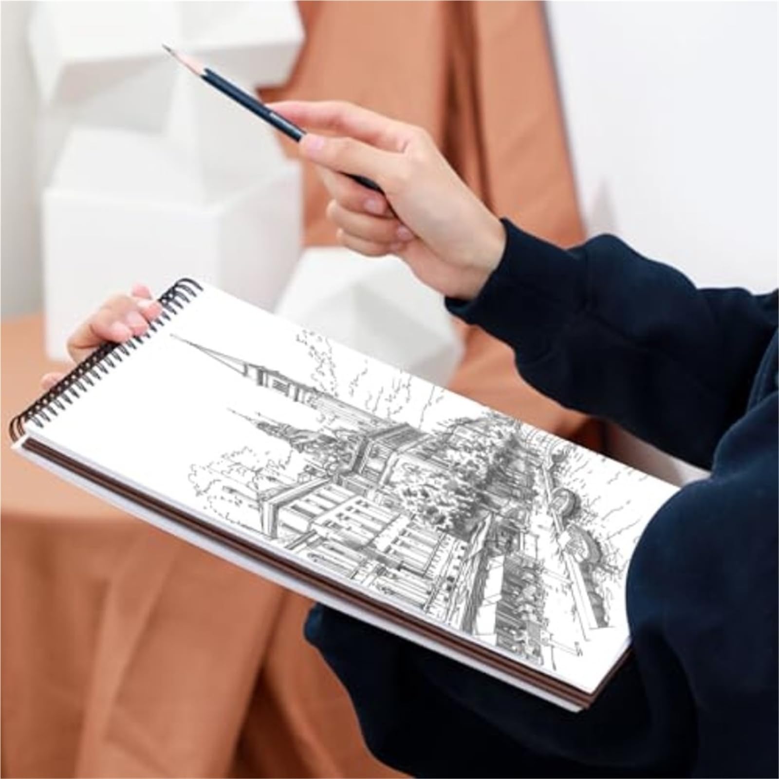 Album Da Disegno Con Rilegatura A Spirale Quaderno for schizzi, blocco con rilegatura a spirale superiore, 100 fogli di carta da disegno da 68 libbre/100 g/m², 1 confezione