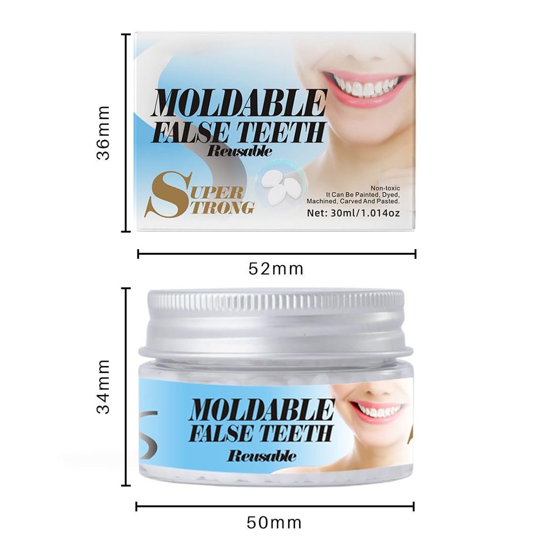 1 Pièces Kit de Réparation Dentaire Provisoire Pansement & Ciment Dentaire, Fixation Temporaire pour Dentier et Fausse Dent Naturelle à Poser, Moulable et Prêt à l'Emploi